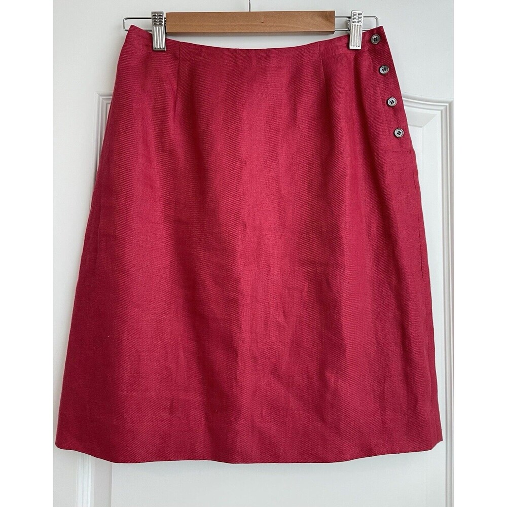 Talbots Red Midi Skirt with Button Detail